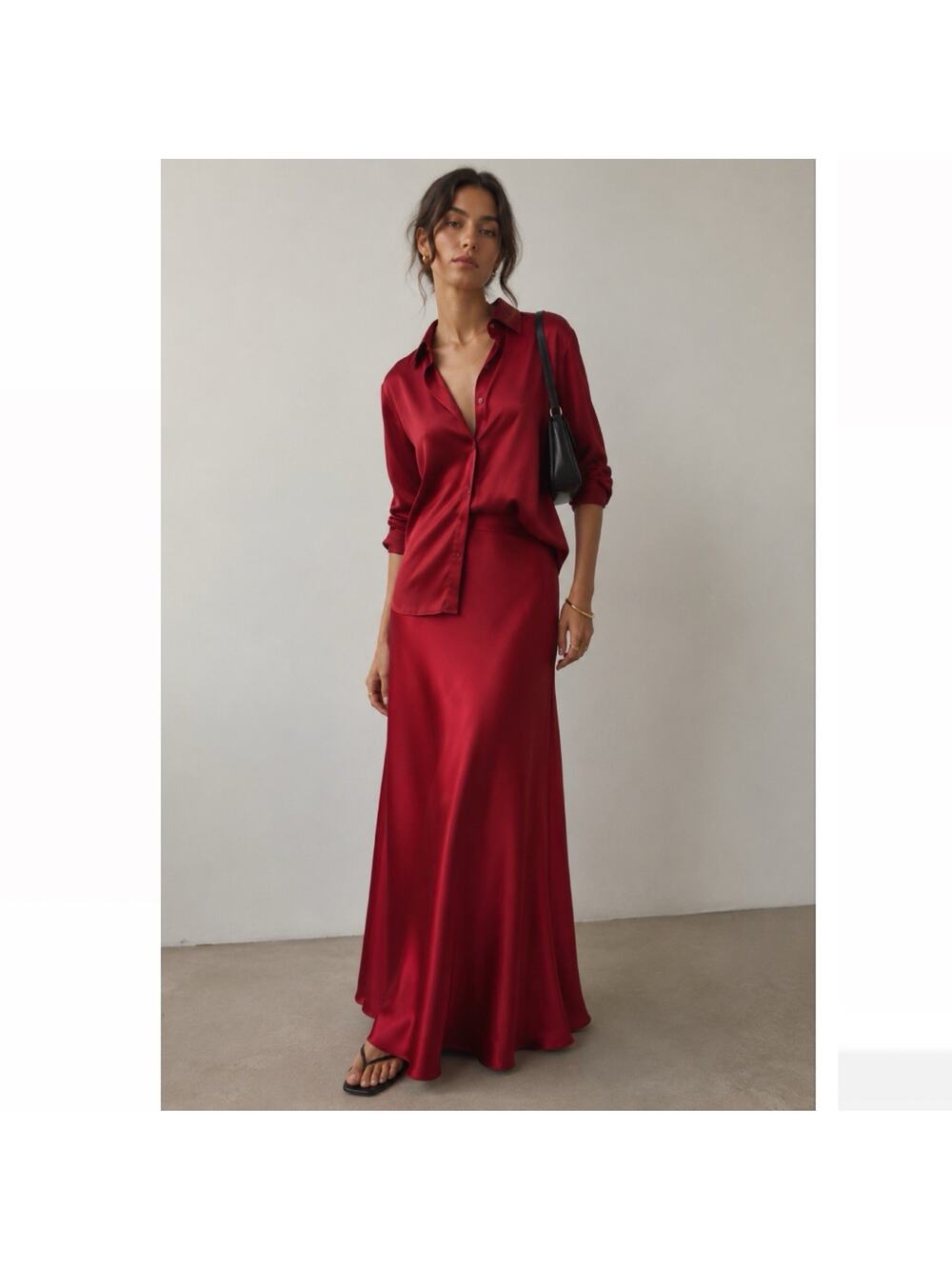 Vintage Cache Red Satin Maxi Skirt Size XS Bias Cut 90s CBK Minimalist Long Slip